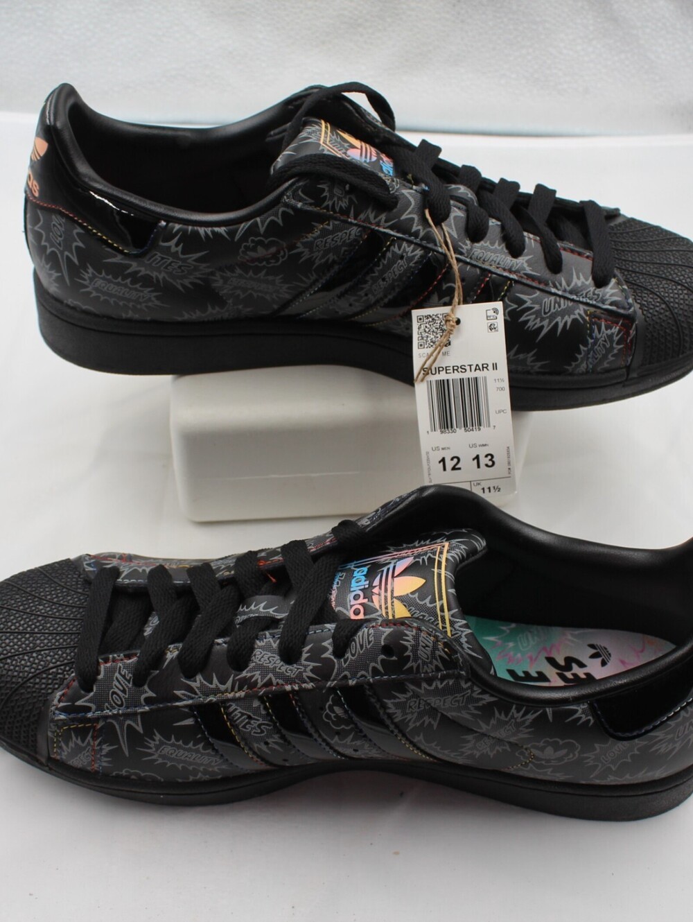 adidas Superstar II Size 12 Men Sneaker Graphic Comic Pop Art Core Black KJ3276